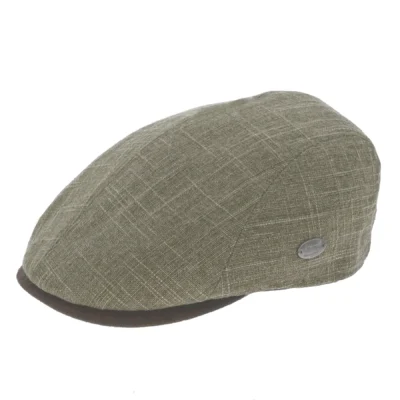Linen Fleck Flat Cap in Taupe