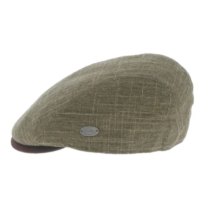 Linen Fleck Flat Cap in Taupe
