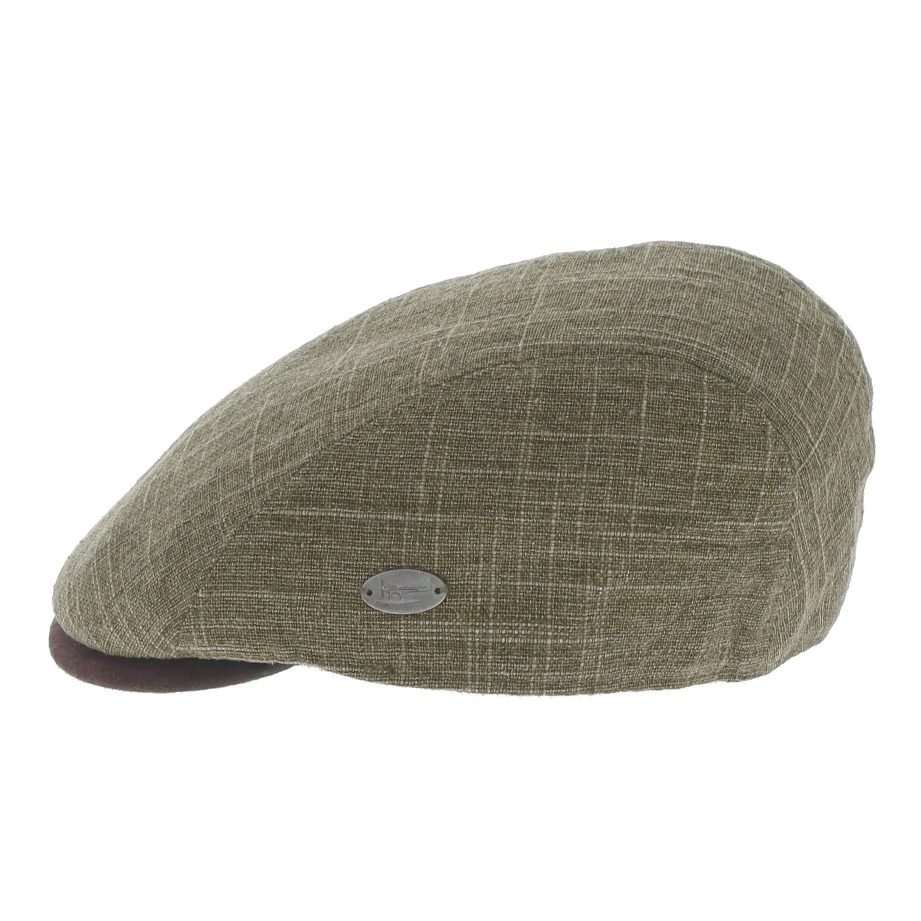 Linen Fleck Flat Cap in Taupe