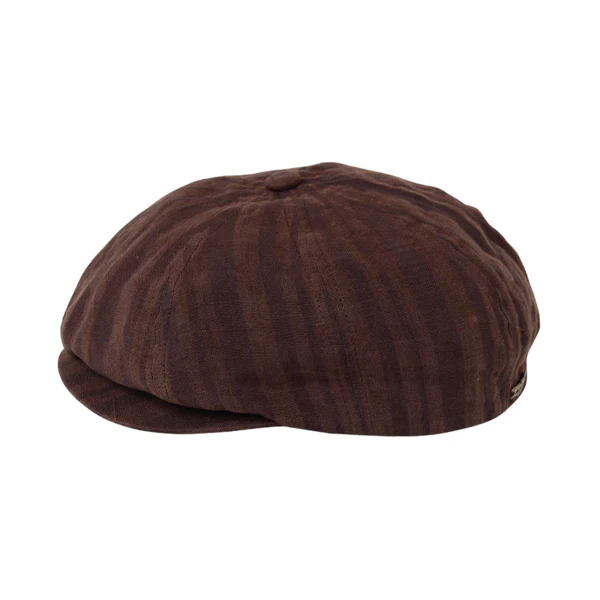 Louis Linen Newsboy Cap - Dark Brown