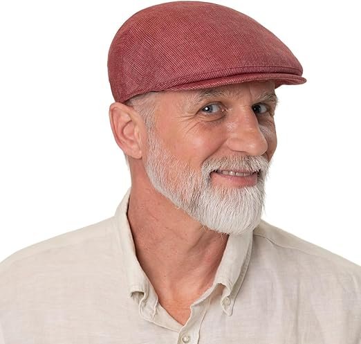 Men Linen Stripes Flat Cap