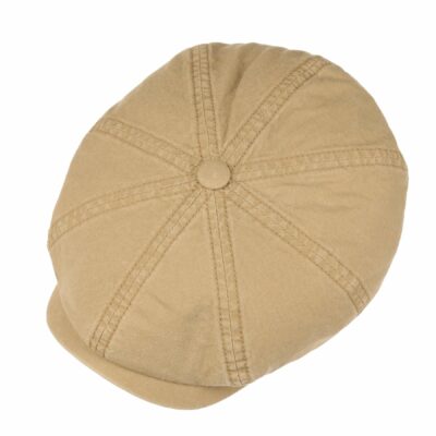 Organic Cotton Flat Cap In Dark Beige