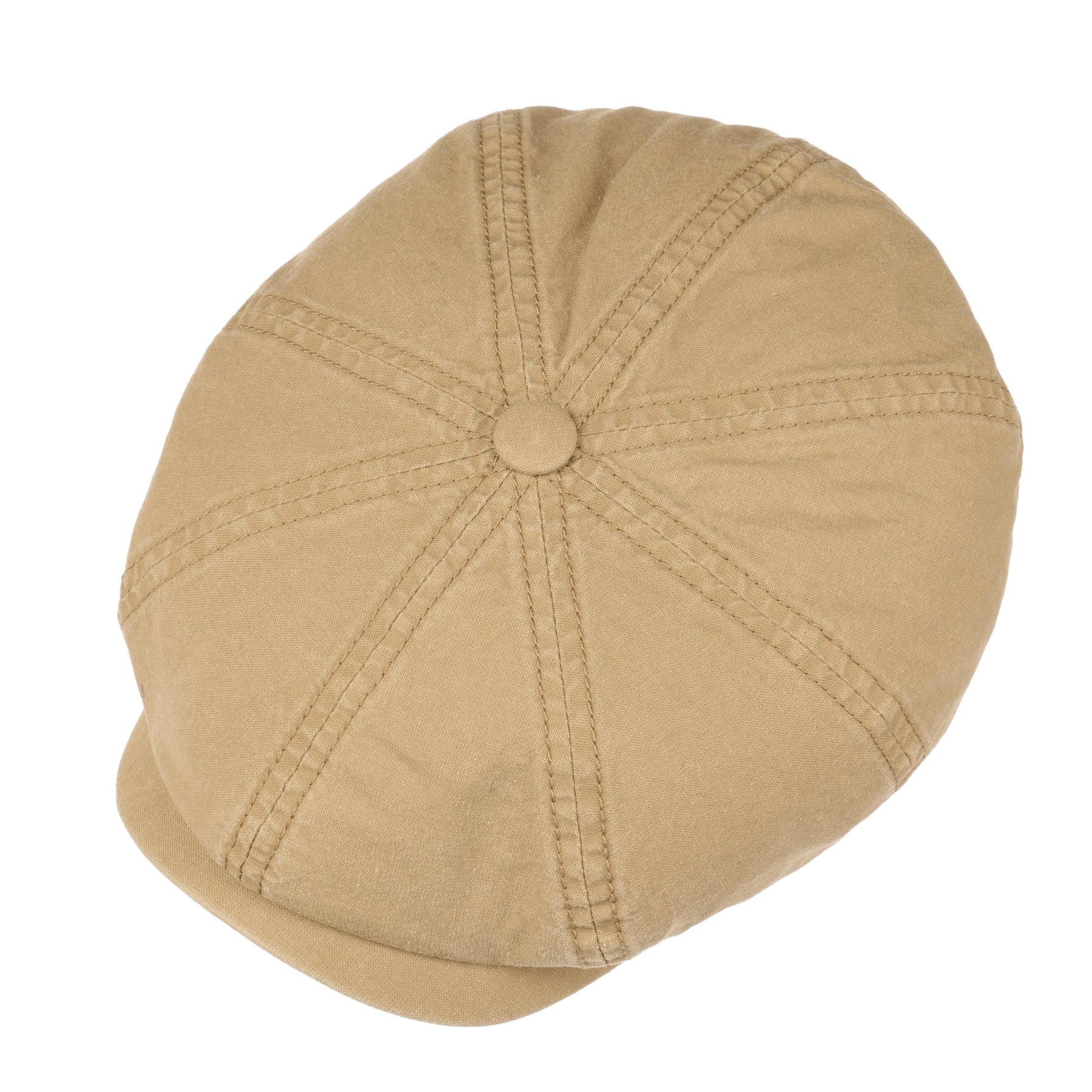 Organic Cotton Flat Cap In Dark Beige