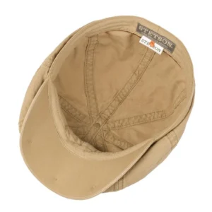 Organic Cotton Flat Cap In Dark Beige