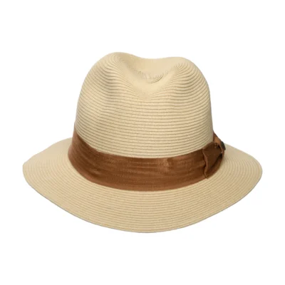 Roma Packable Toyo Straw Fedora Hat - Natural-Bronze