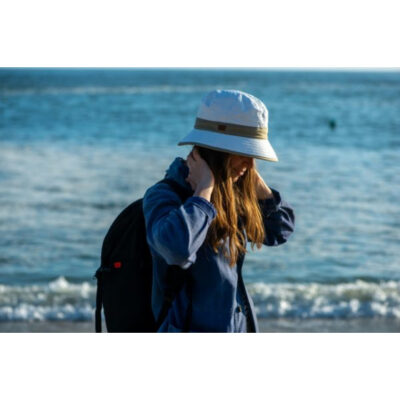White & Beige Anti-UV Bucket Hat