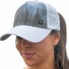 Women Oceans Beach High Ponytail Trucker Cap