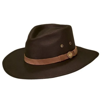 Women Shapeable Oil Skin Outback Hat - Brown