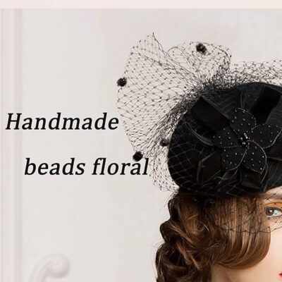 Womens Church Hat Kentucky Fascinator with Veil Pill Box