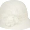 Women's Linen Cloche Hat with Lace Band and Flower