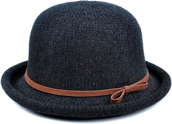 Women's Linen Cloche Hat with Leather Band Bow Tie