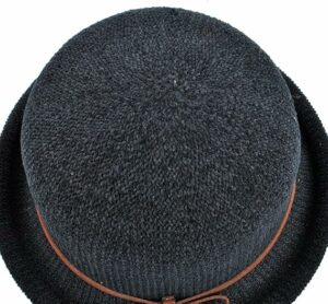 Women's Linen Cloche Hat with Leather Band Bow Tie