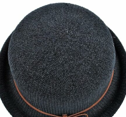 Women's Linen Cloche Hat with Leather Band Bow Tie