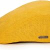 100% Linen Flat Cap for Men - Yellow