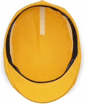 100% Linen Flat Cap for Men - Yellow