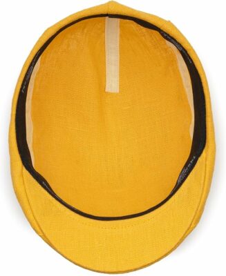 100% Linen Flat Cap for Men - Yellow