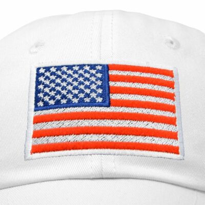 American Flag Hat Premium Baseball Cap in White