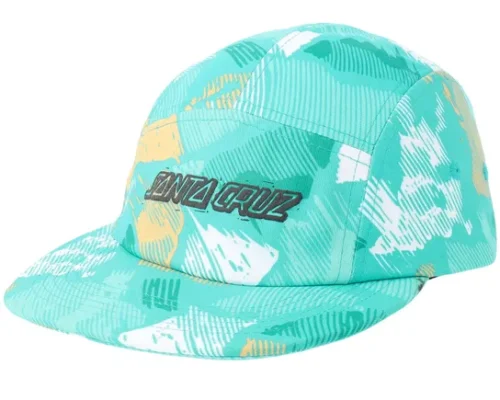 Kids Stamped Strip Camper Teal Woodcut Camo 5-Panel