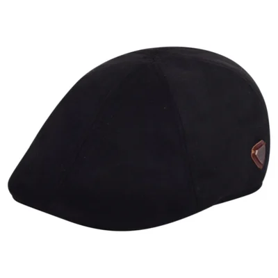 6 Panel Flat Cap - Black