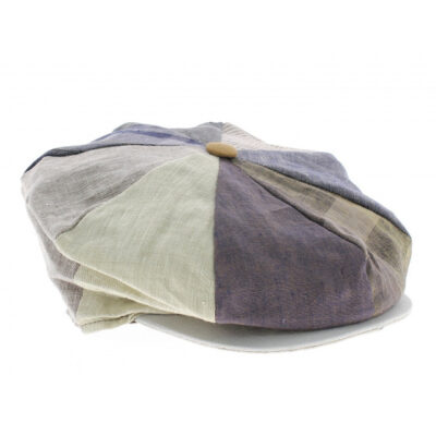 8-Panel Patchwork Linen Flat Cap