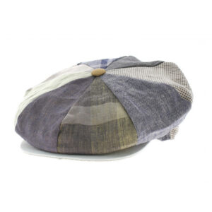 8-Panel Patchwork Linen Flat Cap