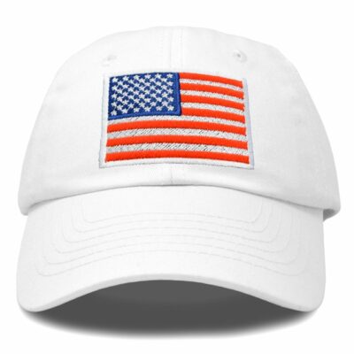 American Flag Hat Premium Baseball Cap in White