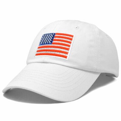 American Flag Hat Premium Baseball Cap in White