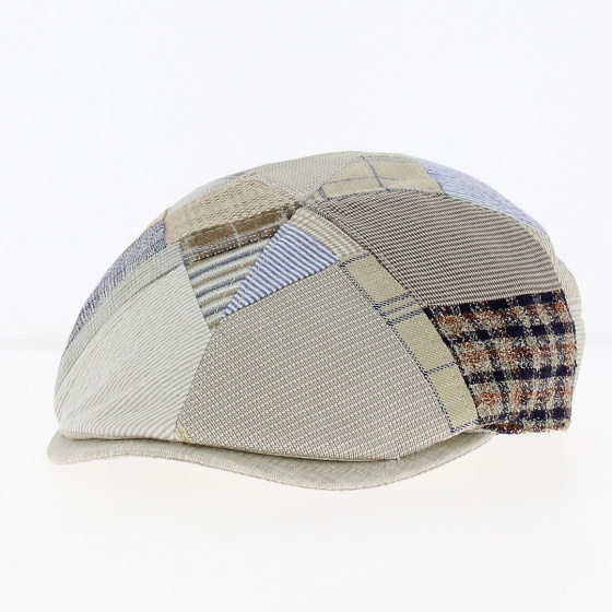 Beige Linen Patchwork Flat Cap