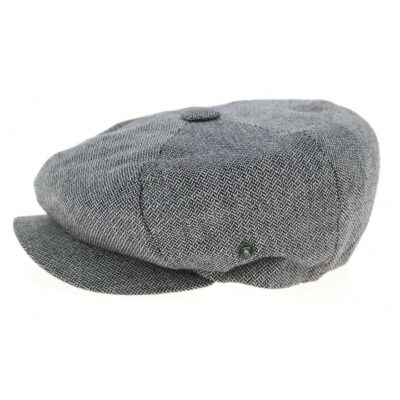 Blue Silk Herringbone Newsboy Cap