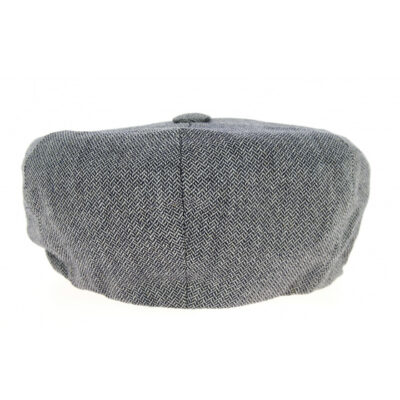 Blue Silk Herringbone Newsboy Cap