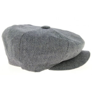 Blue Silk Herringbone Newsboy Cap