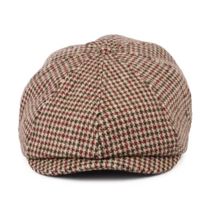 Brood Houndstooth Lightweight Newsboy Cap - Cranberry-Camel