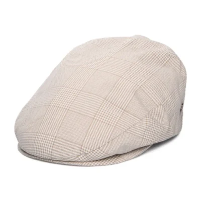 Check Lightweight Flat Cap - Tan