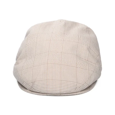 Check Lightweight Flat Cap - Tan