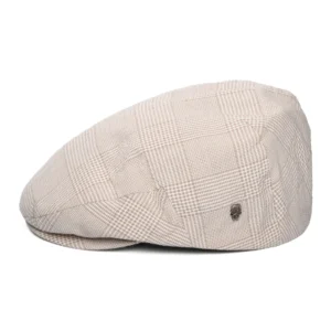 Check Lightweight Flat Cap - Tan