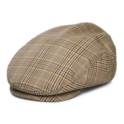 Check Lightweight Flat Cap - Tan-Brown