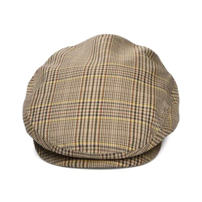Check Lightweight Flat Cap - Tan-Brown