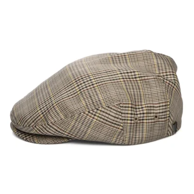 Check Lightweight Flat Cap - Tan-Brown