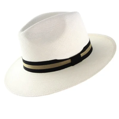 Classic White Panama Hat - BlackGold Band
