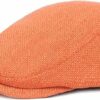 Cotton Linen Summer Flat Cap - Orange
