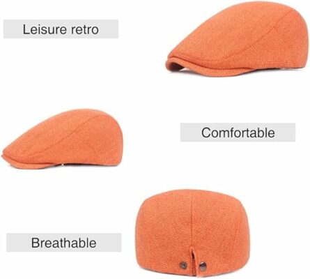 Cotton Linen Summer Flat Cap - Orange
