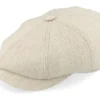 Linen Irregular Check NavyYellow Flat Cap