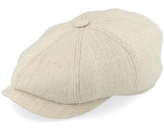 Linen Irregular Check NavyYellow Flat Cap
