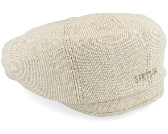 Linen Irregular Check NavyYellow Flat Cap