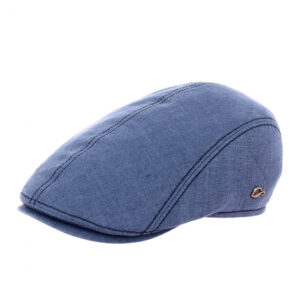 Curved Linen Flat Cap - Blue