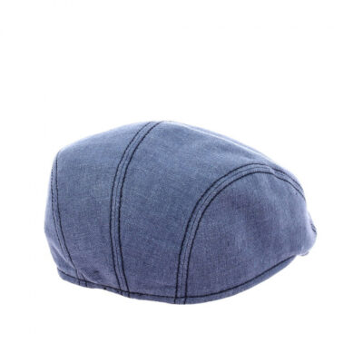 Curved Linen Flat Cap - Blue
