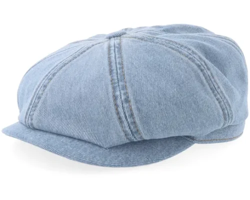 Denim with Pin Barista Blue Denim Newsboy Cap