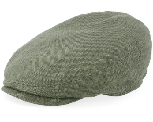 Driver Cap Linen Olive Flat Cap