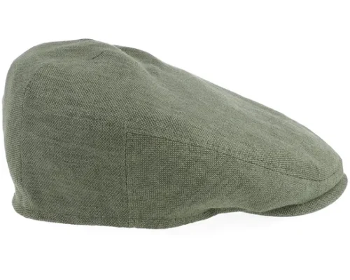 Driver Cap Linen Olive Flat Cap