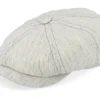 Hatteras Linen Stripe Ecru With Olive Stripe Flat Cap